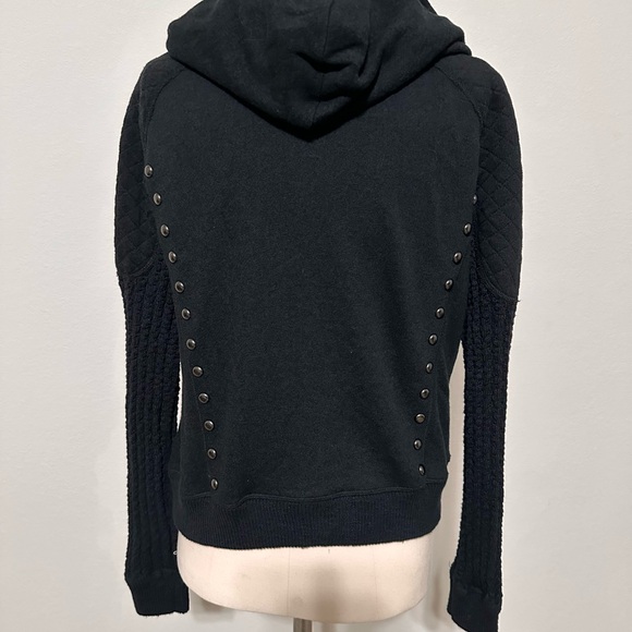 Free‎ People MOTO Black Studded Hoodie Jacket With Zipper Size Small - Picture 6 of 16